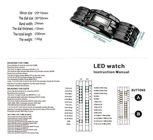 SKMEI BINARY LED BRACELET WATCH