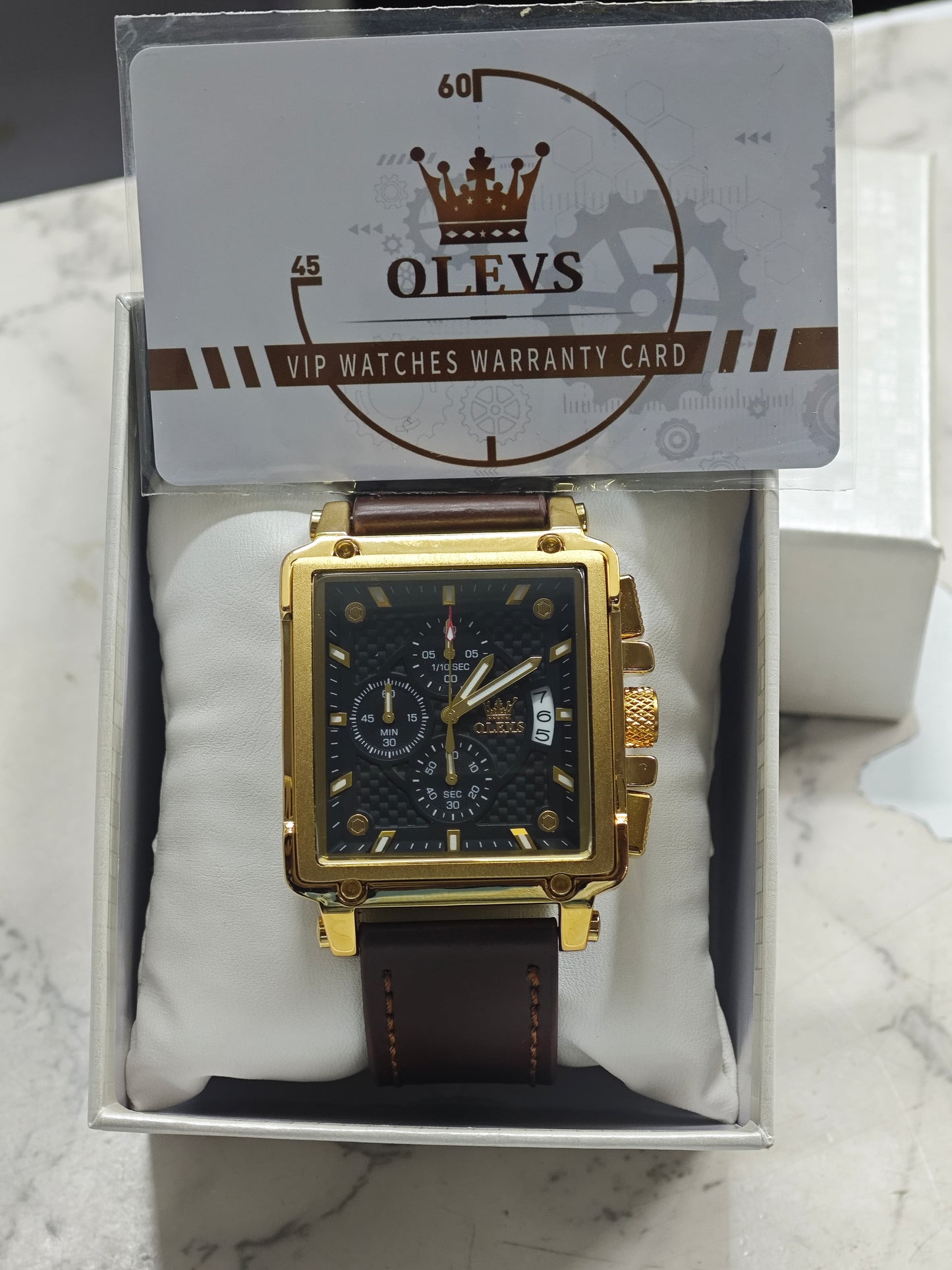 OLEVS 9925 LEATHER WATCH