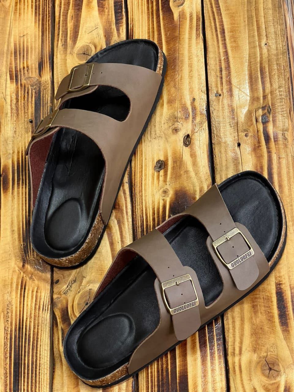DOUBLE BUCKLE CORK SANDALS (OPEN TOE)