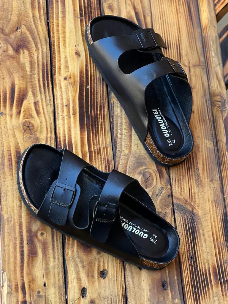 DOUBLE BUCKLE CORK SANDALS (OPEN TOE)