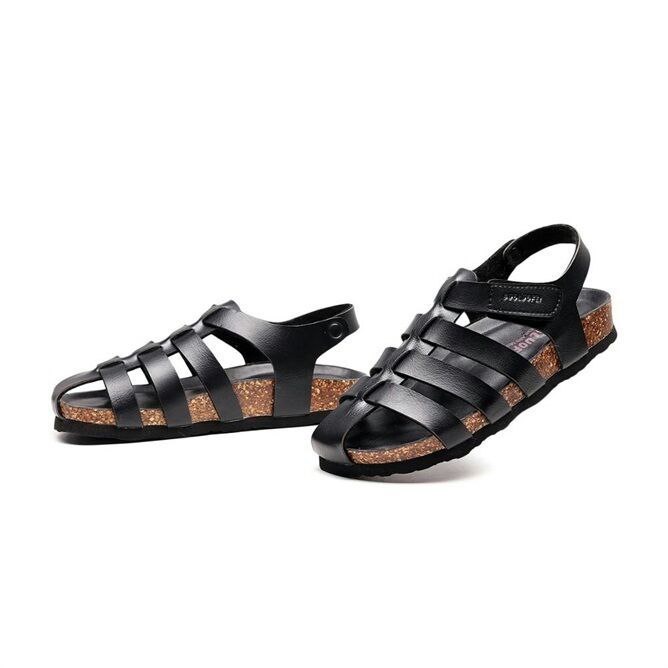 CAGED DESIGN BUCKLE CORK SANDALS