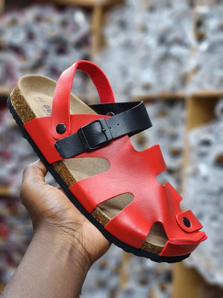 CLOSED TOE BUCKLE CORK SANDALS