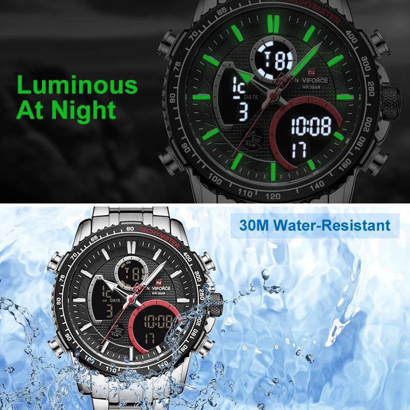 NAVIFORCE NF 9182 DUAL TIME WATCH.