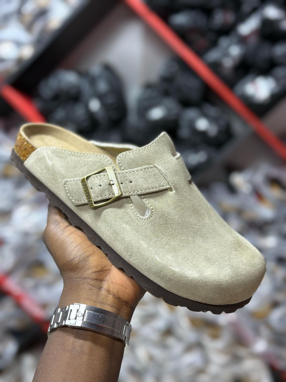 BUCKLE SUEDE CLASSIC CLOG MULES