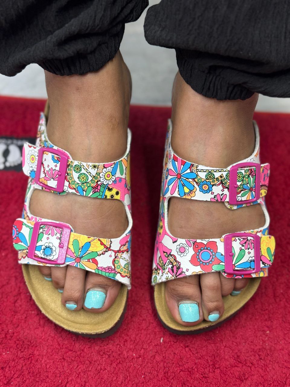 PATENT DOUBLE BUCKLE SANDALS