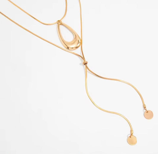 GOLD LAYERED TEARDROP NECKLACE