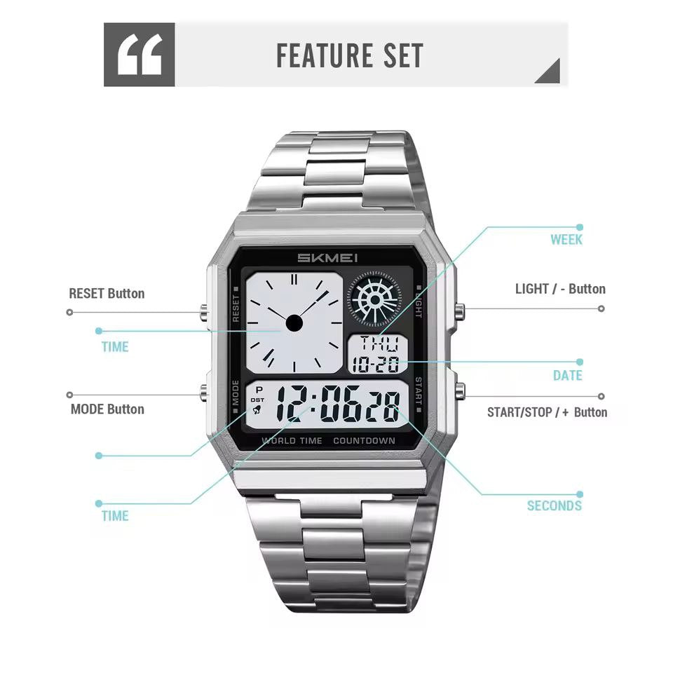 SKMEI VINTAGE DUAL TIME WATCH