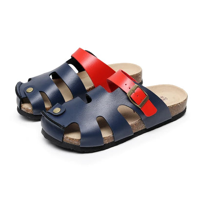 CLOSED TOE BUCKLE CORK SANDALS