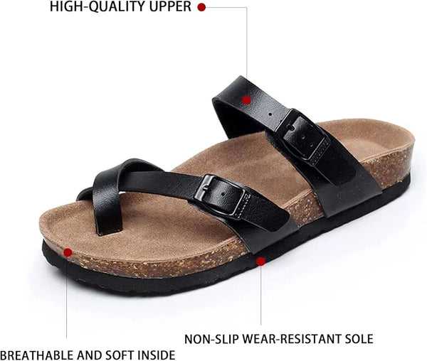 CRISS-CROSS BUCKLE CORK SANDALS