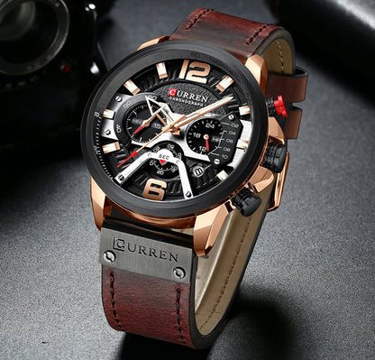 CURREN LEATHER CHRONOGRAPH WATCHES