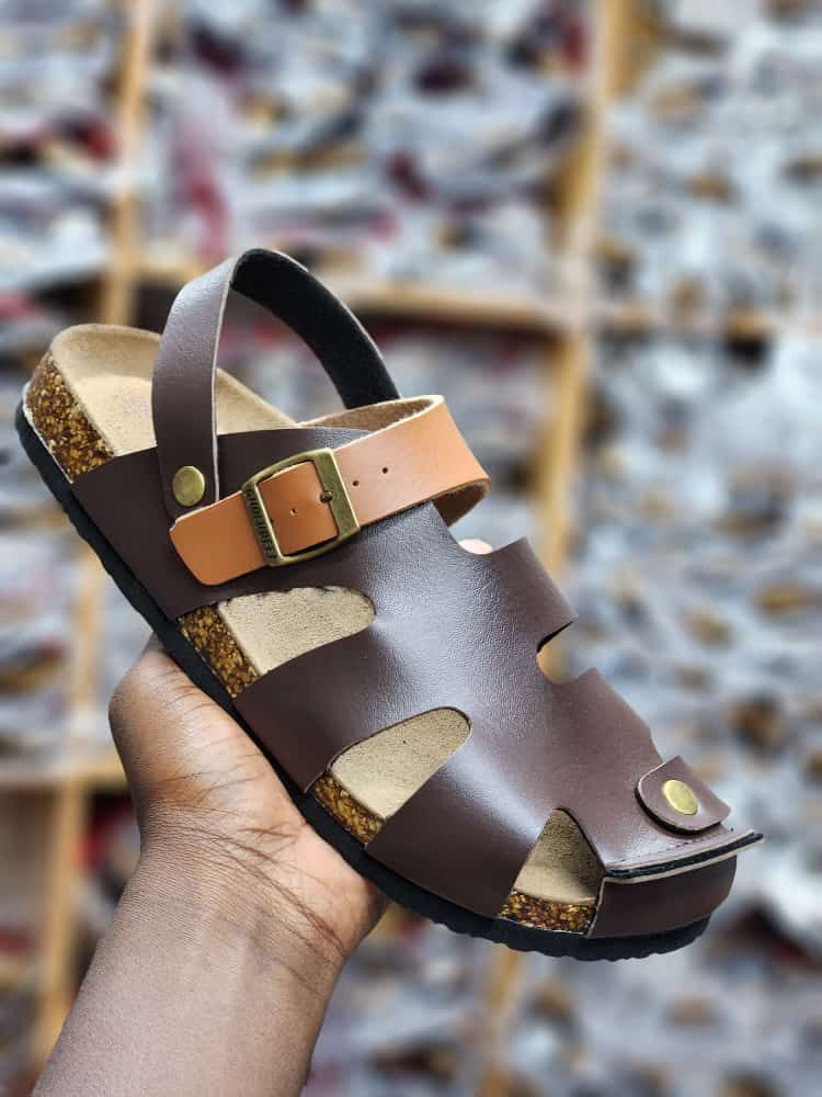 CLOSED TOE BUCKLE CORK SANDALS