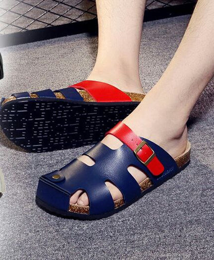CLOSED TOE BUCKLE CORK SANDALS