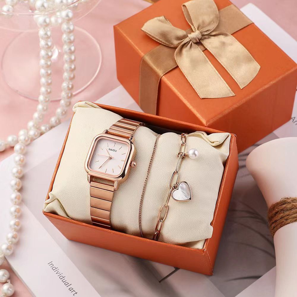NAIDU WATCH SET WITH LOVE BRACELET[Square-Shaped watch]