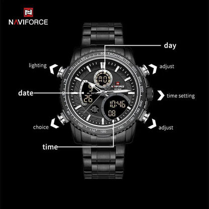 NAVIFORCE NF 9182 DUAL TIME WATCH.
