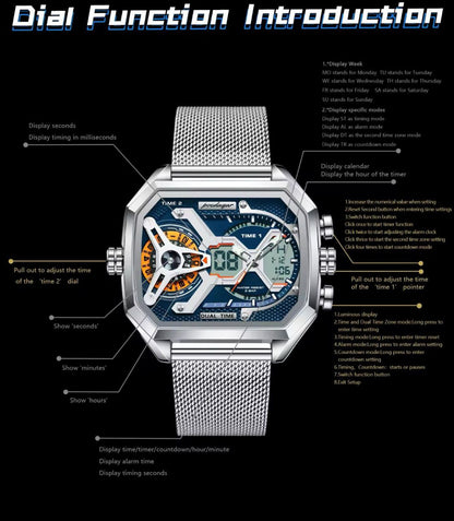 POEDAGAR E106 DUAL TIME WATCH