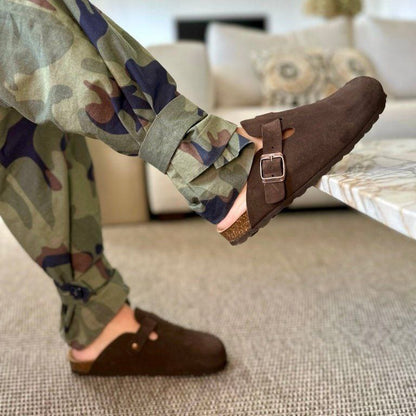 BUCKLE SUEDE CLASSIC CLOG MULES
