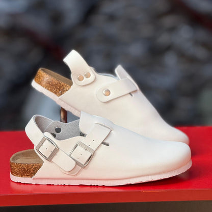 CLOG SUEDE MULES[WITH THE BACK STRAP]
