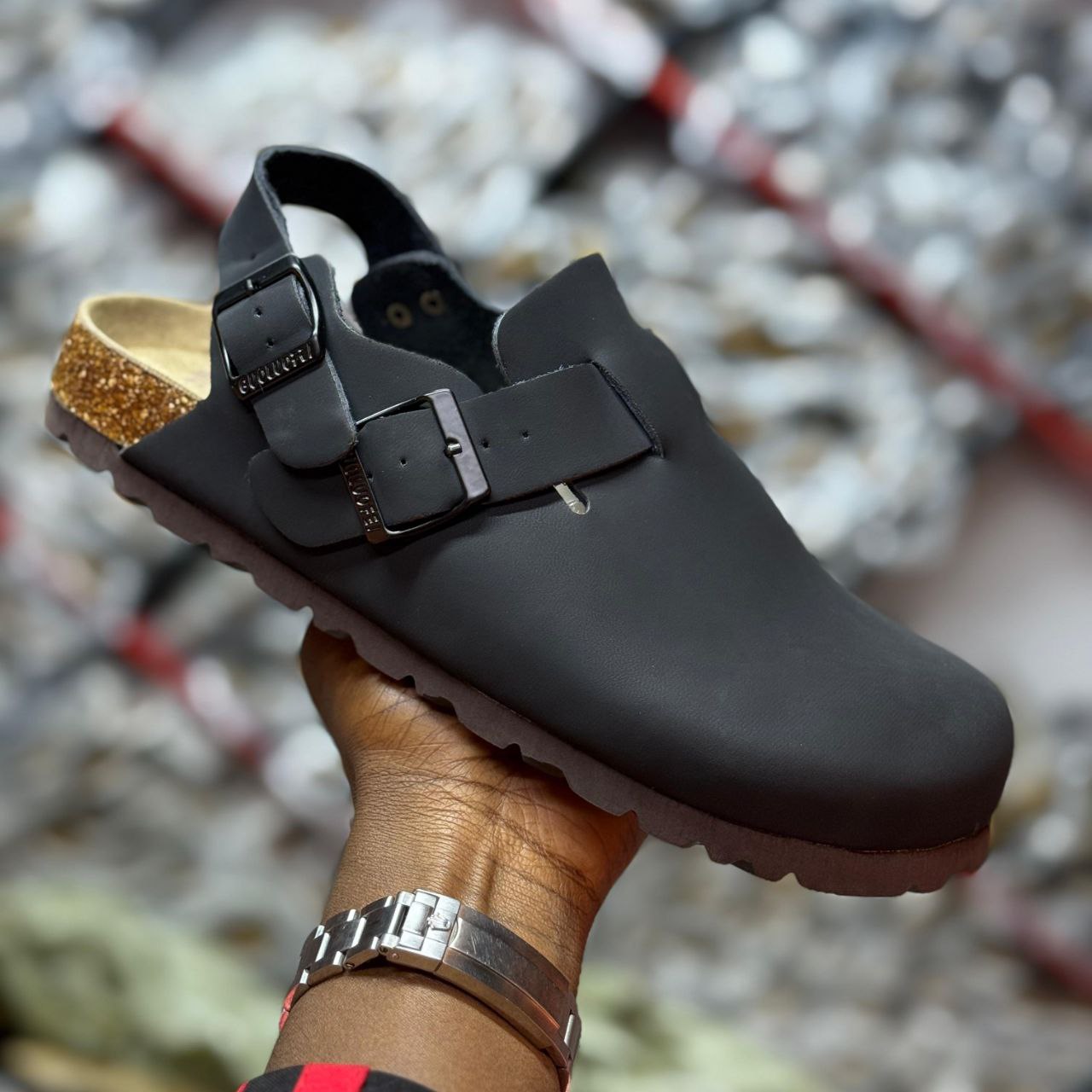 CLOG SUEDE MULES[WITH THE BACK STRAP]