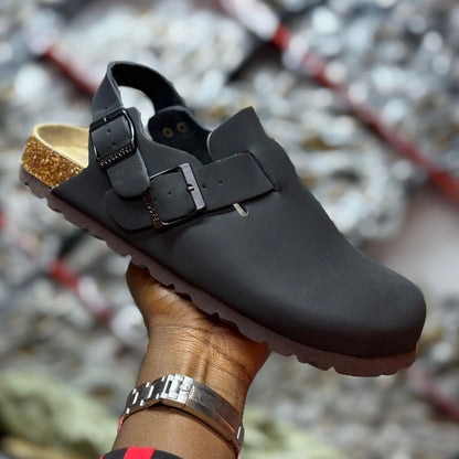 CLOG SUEDE MULES[WITH THE BACK STRAP]