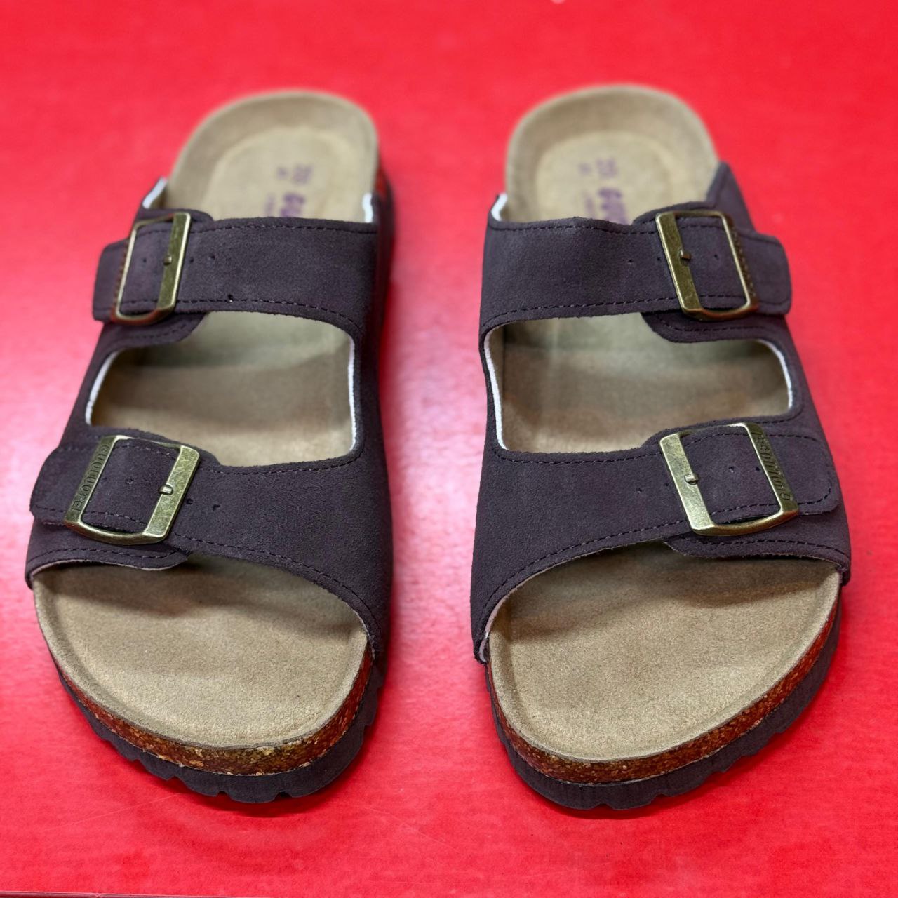 SUEDE DOUBLE BUCKLE SANDALS
