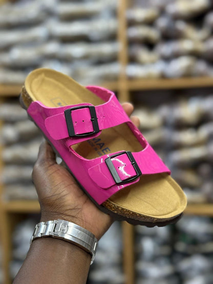PATENT DOUBLE BUCKLE SANDALS