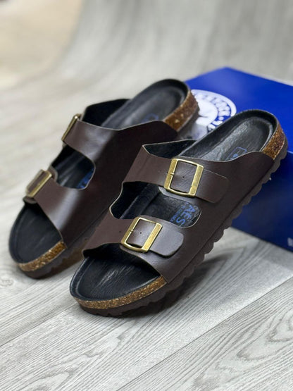 DOUBLE BUCKLE CORK SANDALS (OPEN TOE)