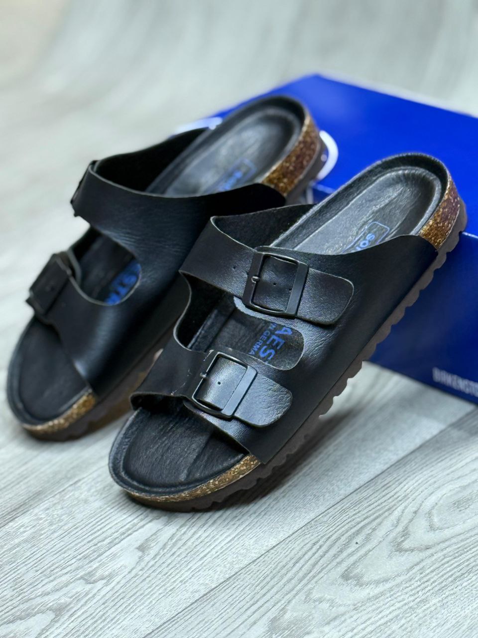 DOUBLE BUCKLE CORK SANDALS (OPEN TOE)