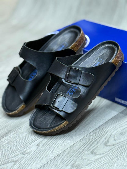 DOUBLE BUCKLE CORK SANDALS (OPEN TOE)