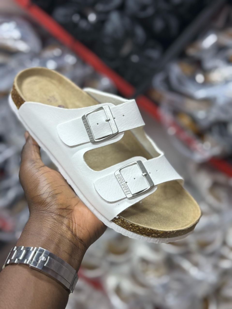 DOUBLE BUCKLE CORK SANDALS (OPEN TOE)