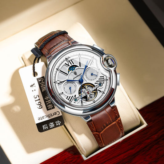 POEDAGAR 1413 AUTOMATIC LEATHER WATCH