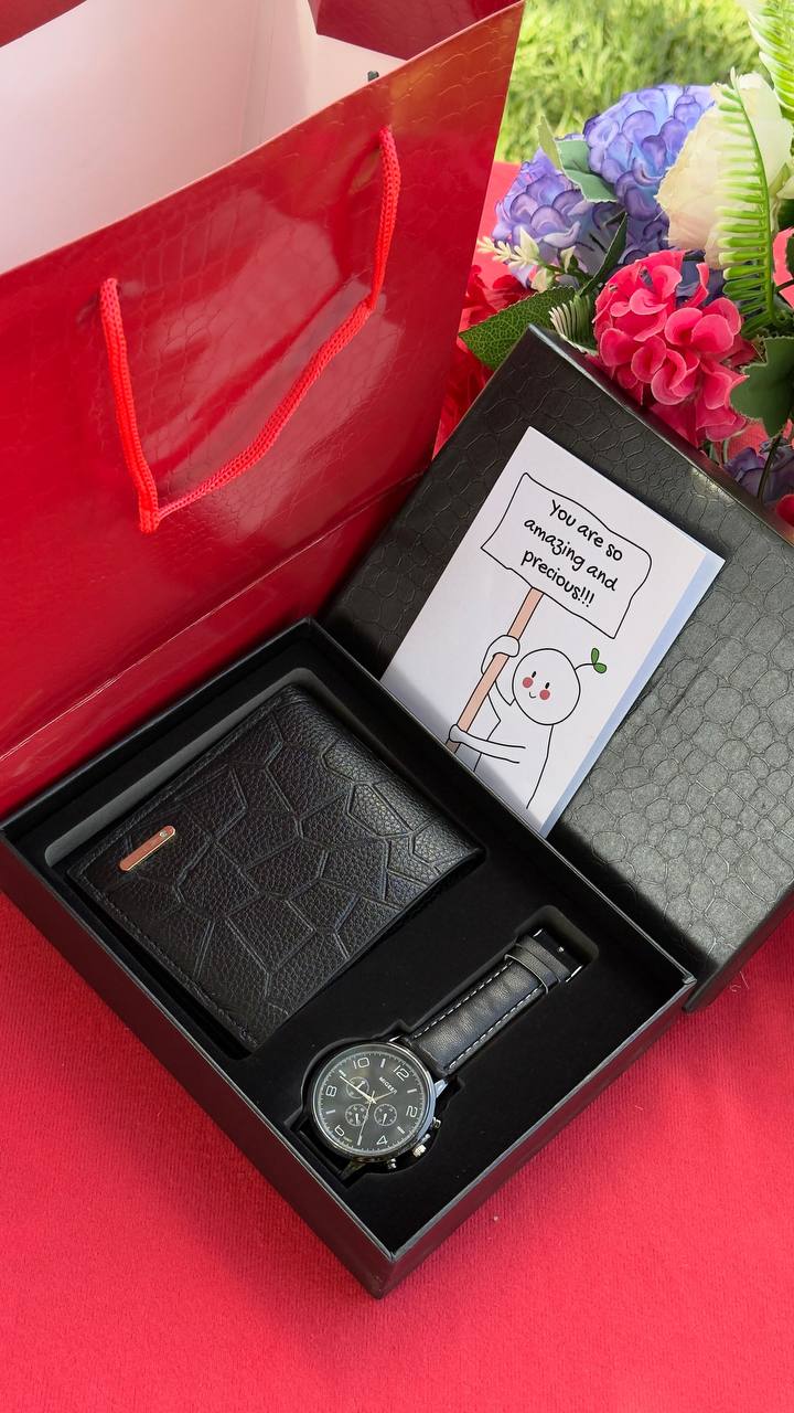 ELEGANT MEN'S GIFT SET-WATCH & WALLET COMBO