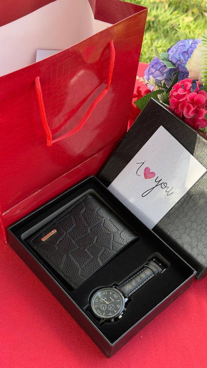 ELEGANT MEN'S GIFT SET-WATCH & WALLET COMBO