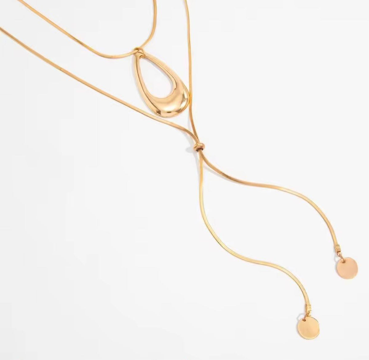 GOLD LAYERED TEARDROP NECKLACE