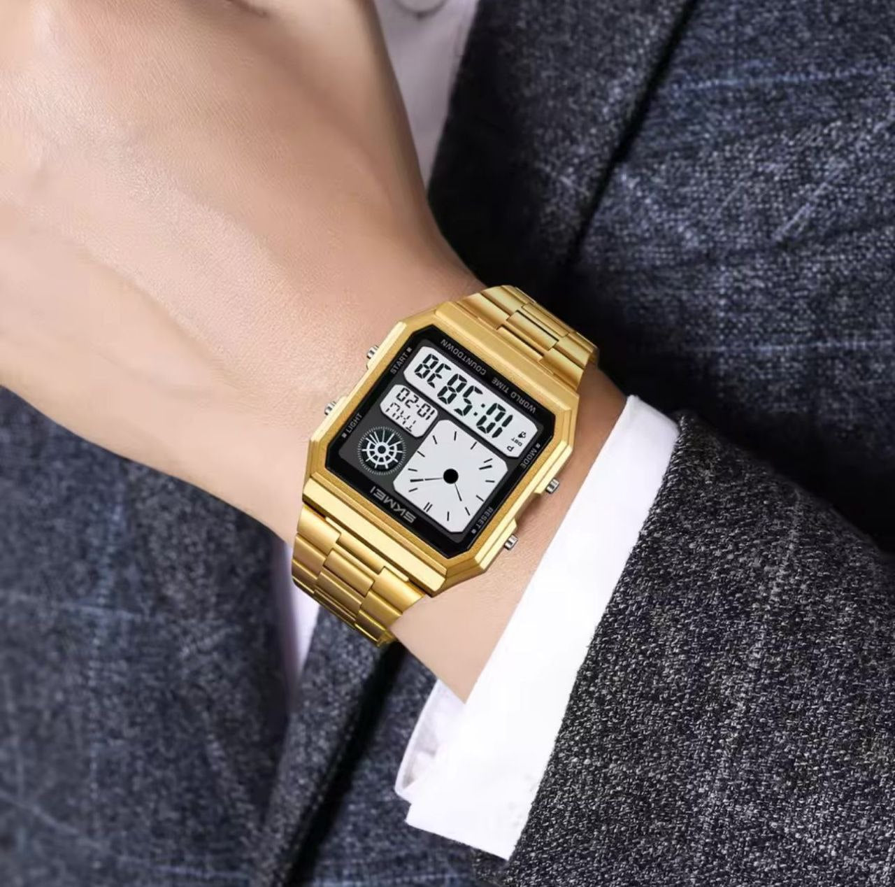 SKMEI VINTAGE DUAL TIME WATCH