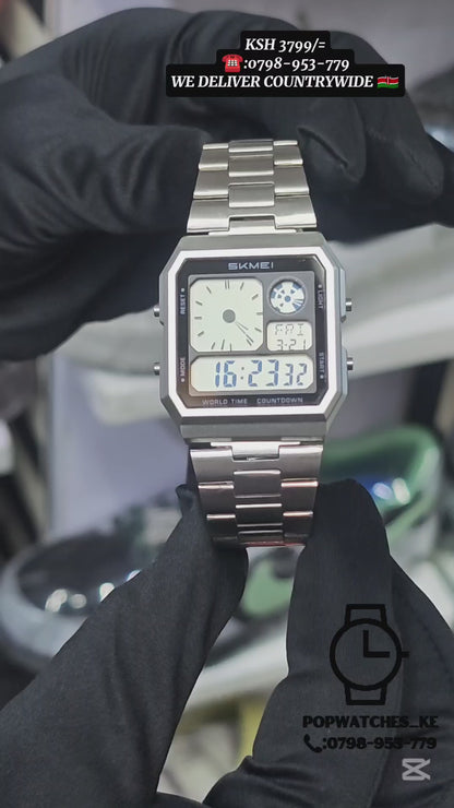 SKMEI VINTAGE DUAL TIME WATCH
