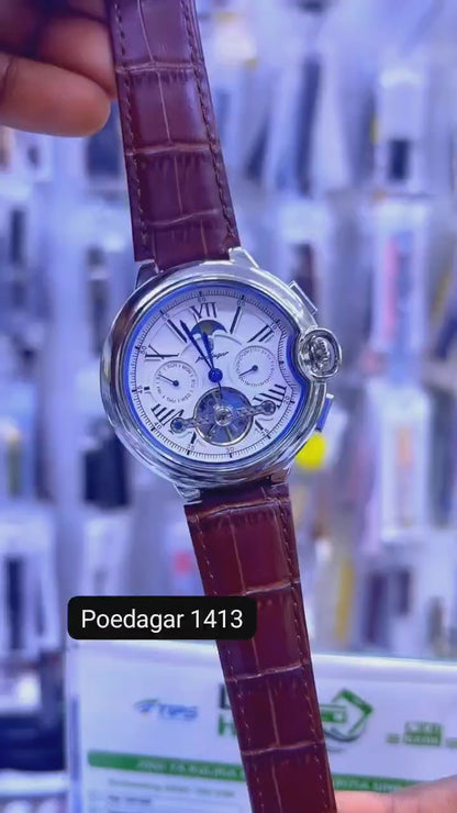 POEDAGAR 1413 AUTOMATIC LEATHER WATCH
